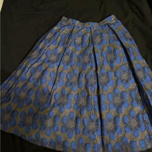 Blue Floral Jacquard Circle Skirt